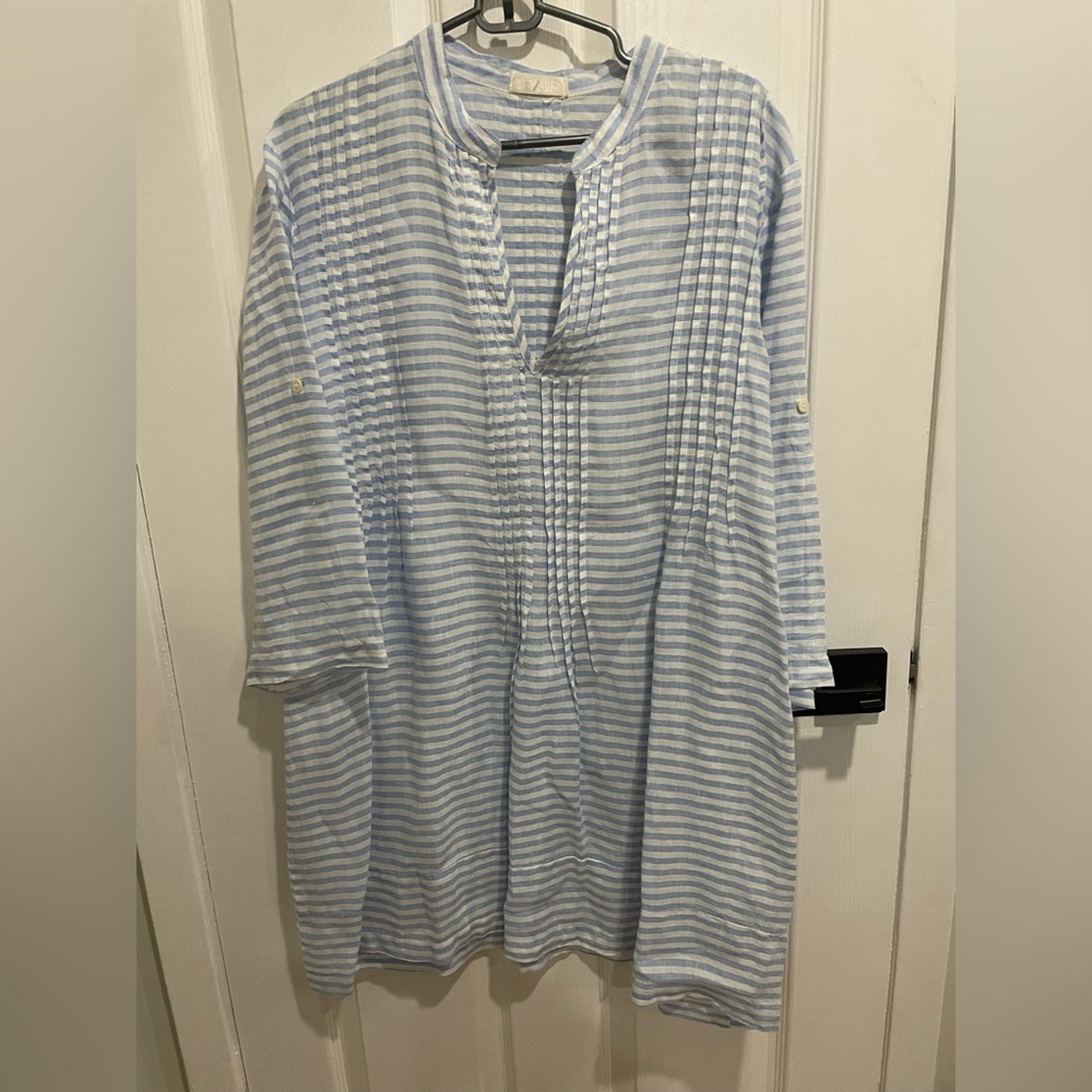 CP Shades blue and white linen dress pullover size medium